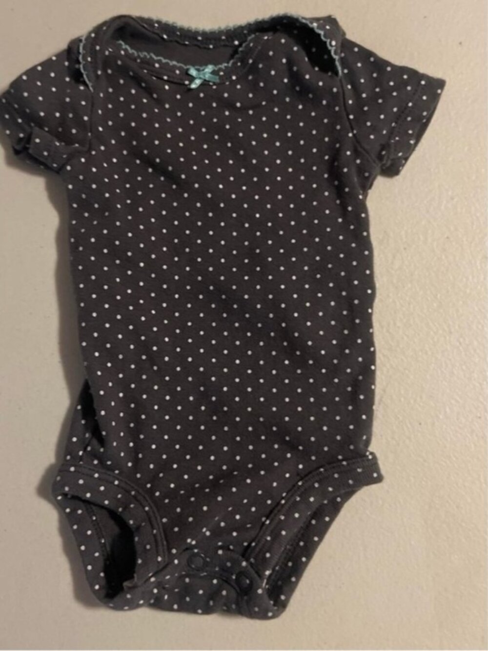 Baby Girls' Charcoal Polka Dot One-Piece Bodysuit